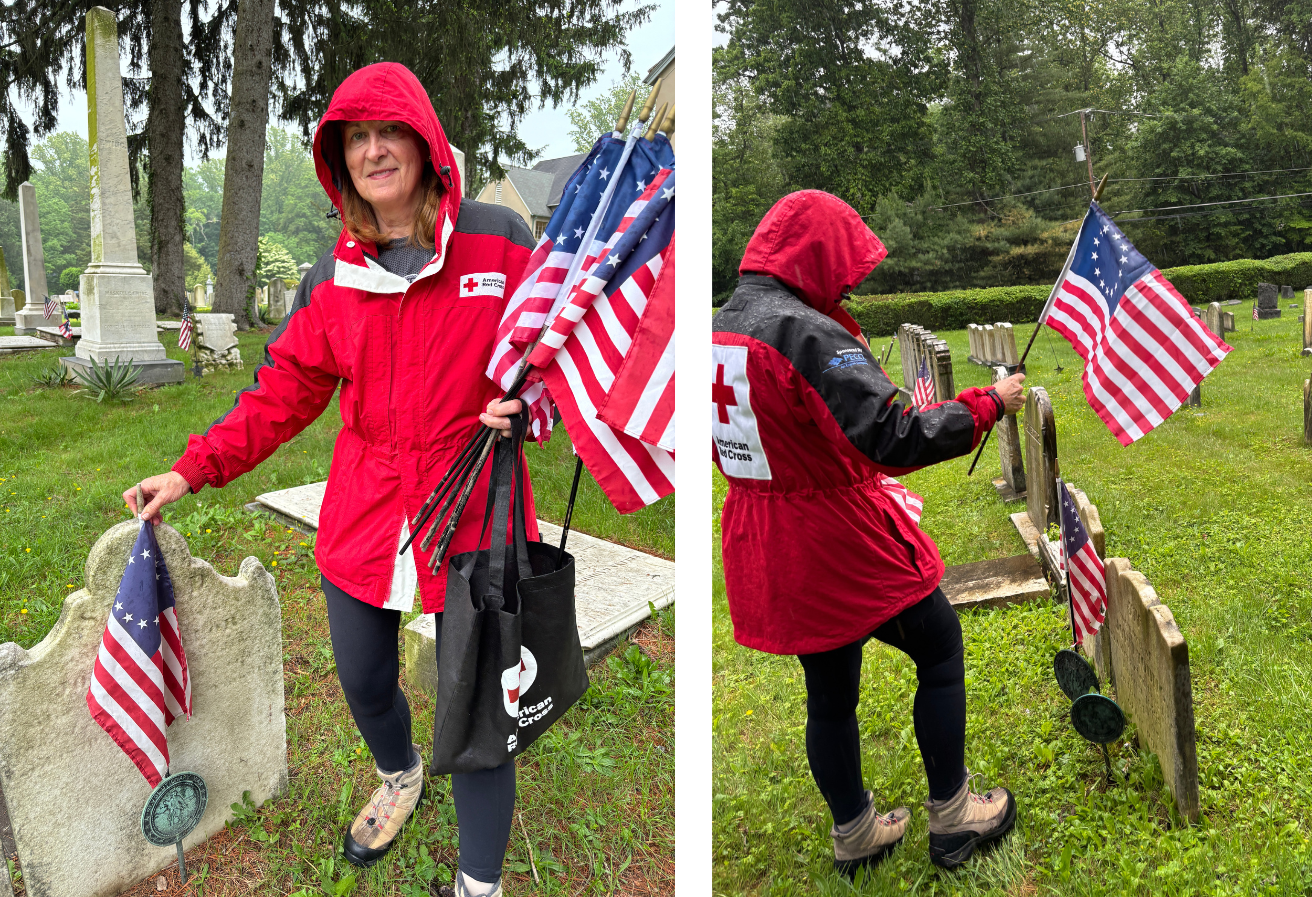 Honoring veterans: Red Cross volunteers placed flags for Memorial Day