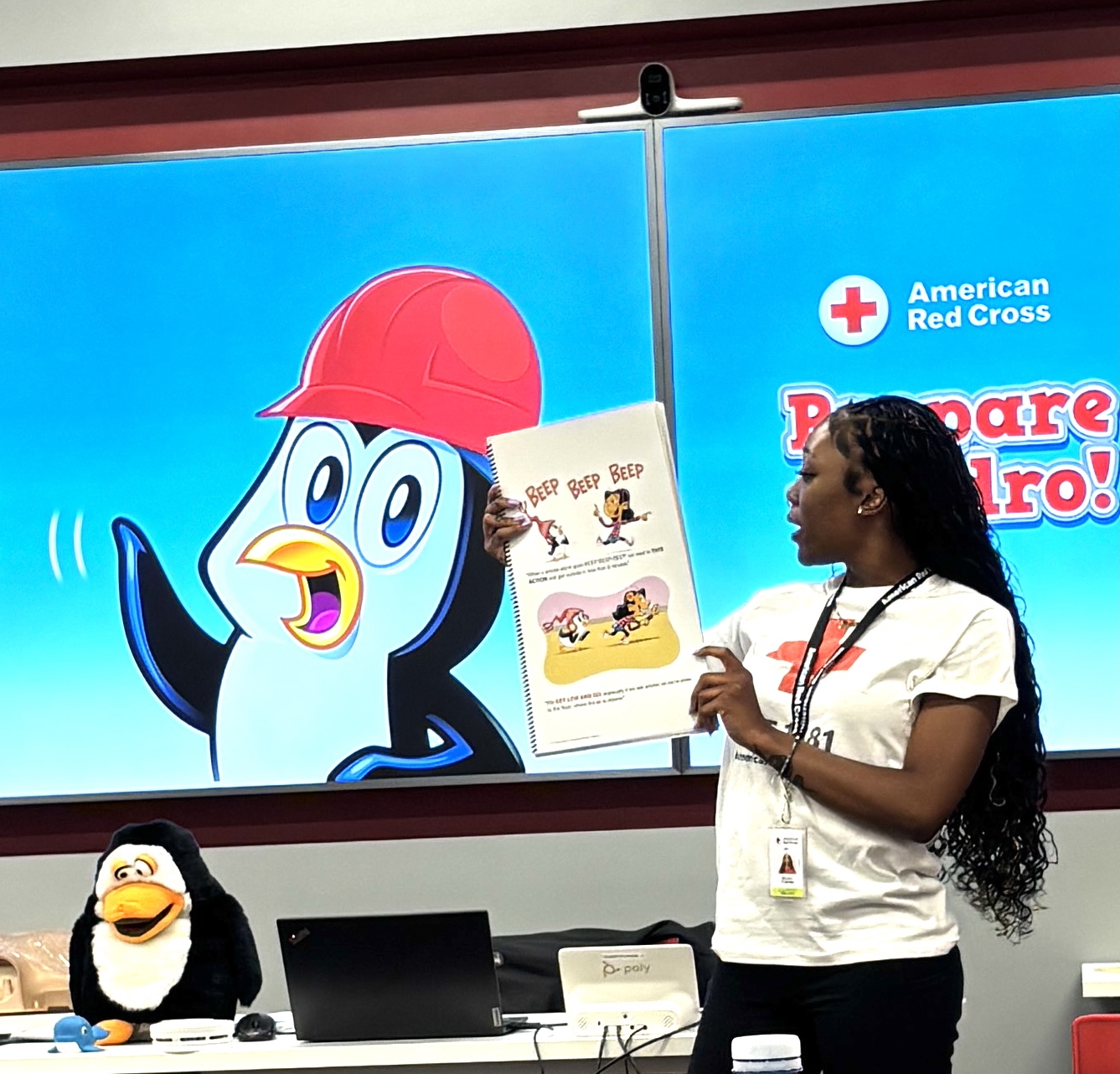 Camp Save-A-Life counselors teach fire safety with a little help from Pedro the Penguin